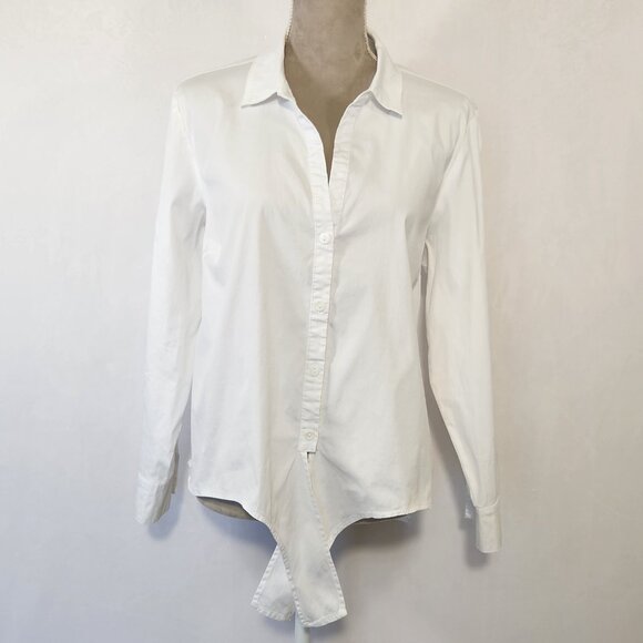 Habitat Clothes To Live In Size XL White V-Neck Button Down Tie Knot Front Top - Picture 2 of 16